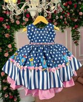 Vestido Infantil Galinha Pintadinha Azul Royal - tematicos