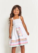 Vestido Infantil Geoborboleta Branco Tecido TAM:4