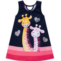 Vestido infantil girafa verão kyly 4-6-8