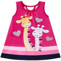 Vestido infantil girafa verão kyly 4-6-8