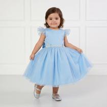Vestido Infantil Glitter Godê Bebê Princesinha Casamento Cor:Azul-ClaroTamanho:01 Vestido Infantil Glitter Godê Bebê Princesinha Casamento Cor:Azul-ClaroTamanho:01