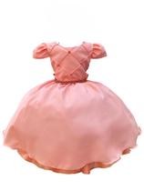 Vestido Infantil Goiaba Cinto Pérolas Casamento Luxo Festas