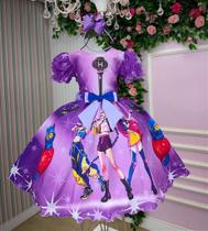 Vestido Infantil Guerreiras do K-Pop Temático Luxo para Festa