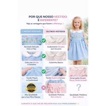 Vestido Infantil Heloísa Premium Bordado Floral 100 Algodão Forrado com Laço Lateral para Festa Aniversário Fotos Instagramáveis