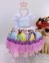 Vestido Infantil Infantil Princesas Disney Branco Vestido Infantil Infantil Princesas Disney Branco