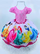 Vestido Infantil Infantil Princesas Disney Renda Vestido Infantil Infantil Princesas Disney Renda