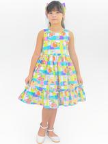 Vestido Infantil Inspirado no Livro de Colorir Bobbie Goods Detalhes Verde Neon