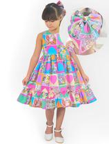 Vestido Infantil Inspirado nos Livros Colorir + Laço de Cabelo - Várias Cores Vestido Infantil Inspirado nos Livros Colorir + Laço de Cabelo - Várias Cores