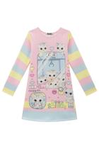 Vestido infantil inverno manga longa kukie meninas 2 a 8 ano