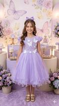 Vestido infantil Jardim Encantado Lilás Jardim das Borboletas Fadas Marie