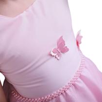 Vestido Infantil Jardim encantado rosa com borboletas