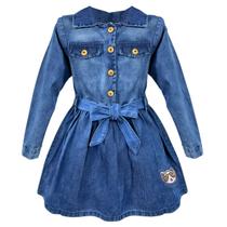 Vestido Infantil Jeans Manga Longa