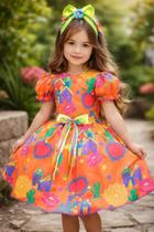 Vestido Infantil Junino Arraiá Cor Laranja Festa São João Arraiá Vestido Infantil Junino Arraiá Cor Laranja Festa São João Arraiá