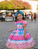 Vestido Infantil Junino Arraiá Rosa Chiclete Festa São João Vestido Infantil Junino Arraiá Rosa Chiclete Festa São João