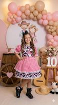 Vestido infantil Junino Banana Club Encanto da Vaquinha Boiadeira Vestido infantil Junino Banana Club Encanto da Vaquinha Boiadeira
