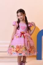 Vestido Infantil Junino Festa São João Rosa Xadrez Girassol (0110RS) Vestido Infantil Junino Festa São João Rosa Xadrez Girassol (0110RS)