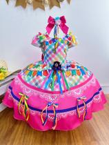 Vestido Infantil Junino Festa São Joião Luxo Xadrez Colorido Vestido Infantil Junino Festa São Joião Luxo Xadrez Colorido