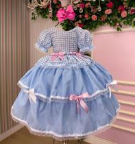 Vestido infantil Junino Mimadine Luxo Stefanny Azul Bebe