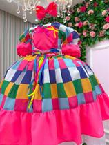 Vestido Infantil Junino Quermesse Quadrilha Caipira - Tecido Tecnosport Plus