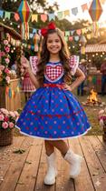 Vestido Infantil Junino Sertão Amor Caipira Azul Royal Vestido Infantil Junino Sertão Amor Caipira Azul Royal