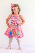 Vestido Infantil Junino Xadrez Fogueiras Festa Junina
