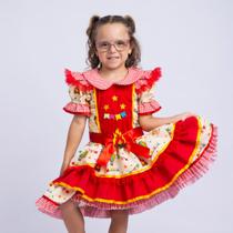 Vestido Infantil Junino Xadrez Vermelho Bandeirinhas e Fogueira Tamanho1 ano Vestido Infantil Junino Xadrez Vermelho Bandeirinhas e Fogueira Tamanho1 ano