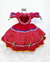 Vestido Infantil Juvenil de Festa Junina Caipira Arraiá Luxo Colorido Tam 4 ao 12 COD.000538