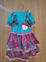 Vestido Infantil Juvenil de Festa Junina Caipira São João Luxo Colorido Xadrez Vestido Infantil Juvenil de Festa Junina Caipira São João Luxo Colorido Xadrez