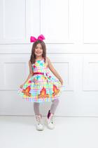 Vestido Infantil Juvenil de Festa Junina Xadrez Estampado Colorido Vestido Infantil Juvenil de Festa Junina Xadrez Estampado Colorido