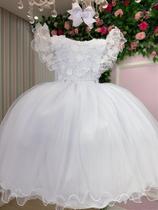 Vestido Infantil Juvenil Festa Branco para Daminhas de Honra