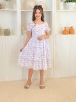 Vestido Infantil Juvenil Floral Delicado Para Meninas Soltinho Manga Curta Bufante