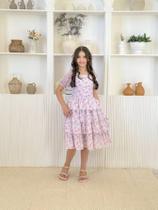 Vestido Infantil Juvenil Floral Delicado Para Meninas Soltinho Manga Curta Bufante Vestido Infantil Juvenil Floral Delicado Para Meninas Soltinho Manga Curta Bufante