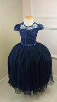 Vestido Infantil Juvenil Luxo Dama Festa Casamento Aniversario Debutante Indigo Com Tiara. Vestido Infantil Juvenil Luxo Dama Festa Casamento Aniversario Debutante Indigo Com Tiara.