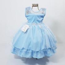 Vestido Infantil Juvenil Luxo de Festa Princesa Elsa Frozen + Capa (Tam 4 ao 12)