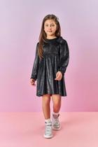 Vestido Infantil Juvenil Menina Laço Brilho Preto Cinti Vestido Infantil Juvenil Menina Laço Brilho Preto Cinti