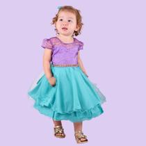 Vestido Infantil Juvenil Sereia Ariel Princesa Festa Aniversário