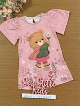 Vestido Infantil Kukiê Alecrim Inverno Manga Longa Rosa Ursinha