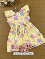 Vestido Infantil Kukie Alecrim Verão Amarelo Festa dos Animais