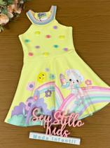 Vestido Infantil Kukie Verão Amarelo Ursinha Doce