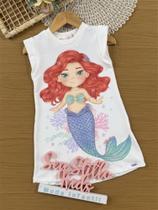 Vestido Infantil Kukiê Verão Branco Princesa Ariel Vestido Infantil Kukiê Verão Branco Princesa Ariel