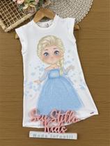 Vestido infantil Kukiê Verão Branco Princesa Elsa Frozen