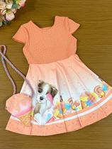 Vestido Infantil Kukie Verão Laranja Chorrinho