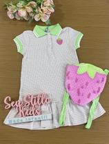 Vestido Infantil Kukie Verão Moranguinho Com Mochila