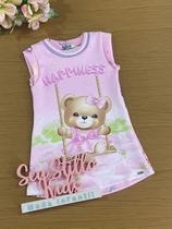 Vestido Infantil Kukie Verão Rosa Ursinha