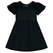 Vestido Infantil Kyly Cotton Detalhes Tule Preto