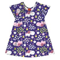 Vestido Infantil Kyly em Algodão Estampado cor Azul