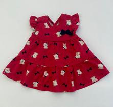 Vestido Infantil Kyly Menina Vermelho Ursinhos Laço Elegante Moda Verão