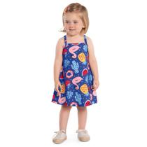 Vestido Infantil Kyly Verão Menina Meia Malha Confortável Estampado Criança Estilo Moda 1000188