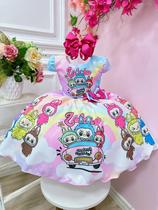 Vestido Infantil Labubu 3D Colorido Festas luxo
