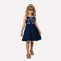 Vestido Infantil Laço Azul Marinho 2000555 Milon